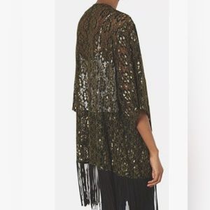 Topshop | Fringe Metallic Lace Kimono